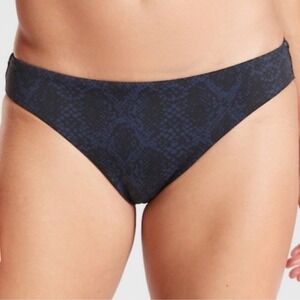 Athleta Snake Medium Bottom Swim Surf Bikini Blue Black‎ Mid Rise Women M NEW